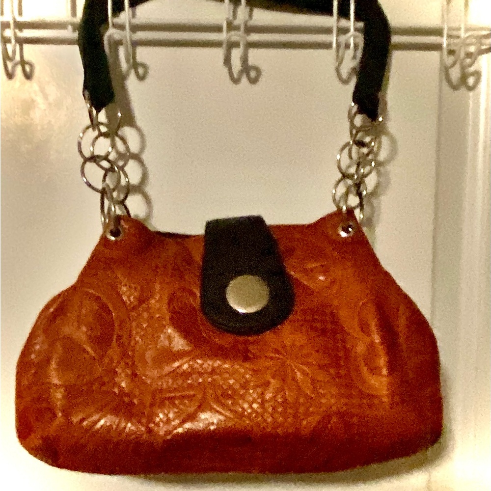 Women's Embossed Leather Crossbody Bag in Brown